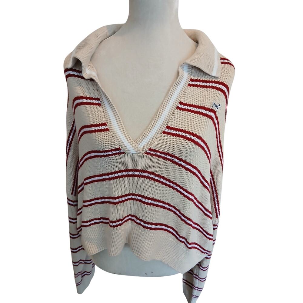 Pink Cambridge polo cropped Academia school girl knit sweater 2XL